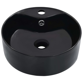 Lavoar ceramic rotund, vidaXL, 36x13 cm, Negru Lavoar ceramic rotund, vidaXL, 36x13 cm, Negru