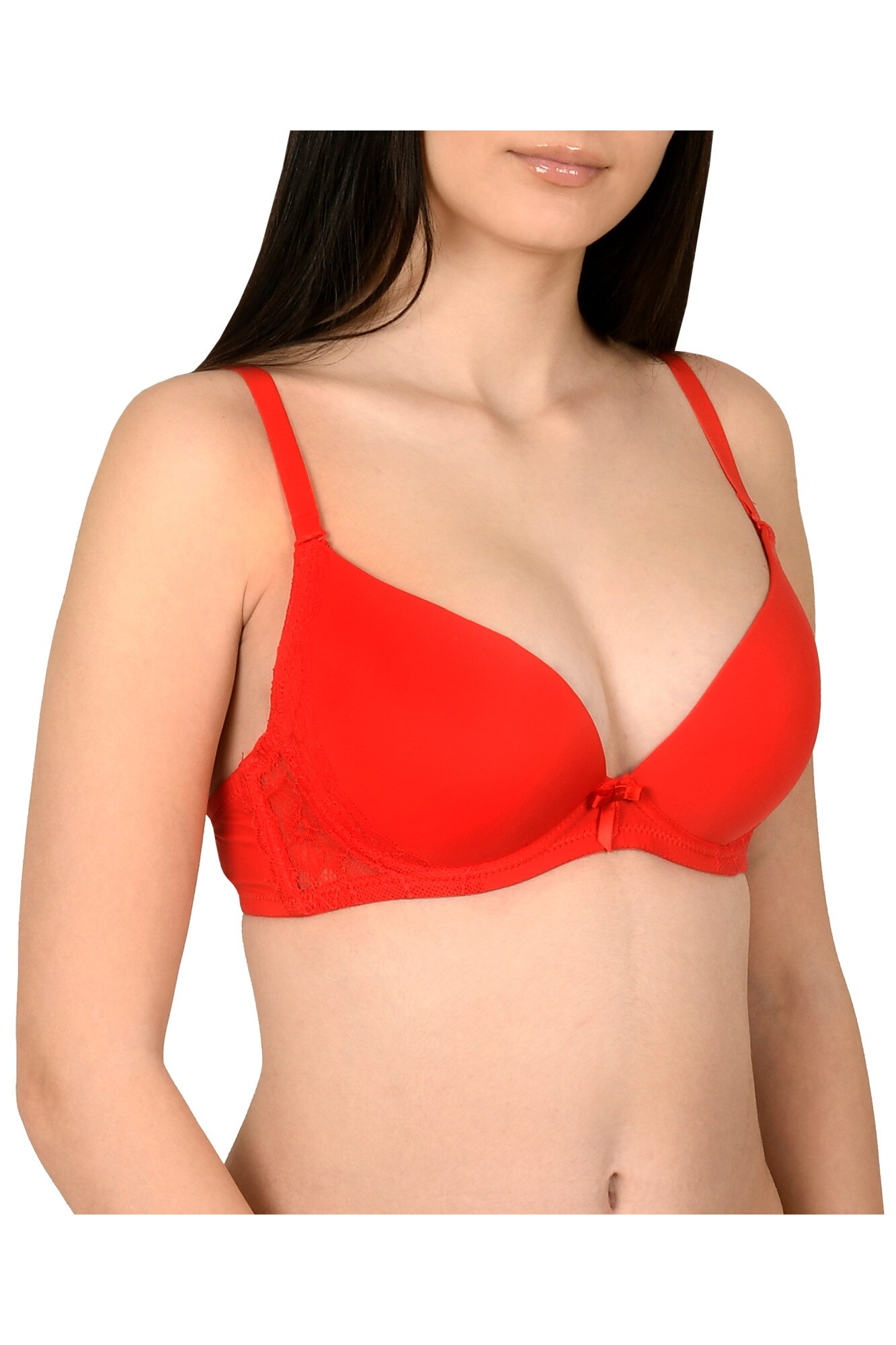 Sutien cu dantela aplicata, Lemila, Rosu