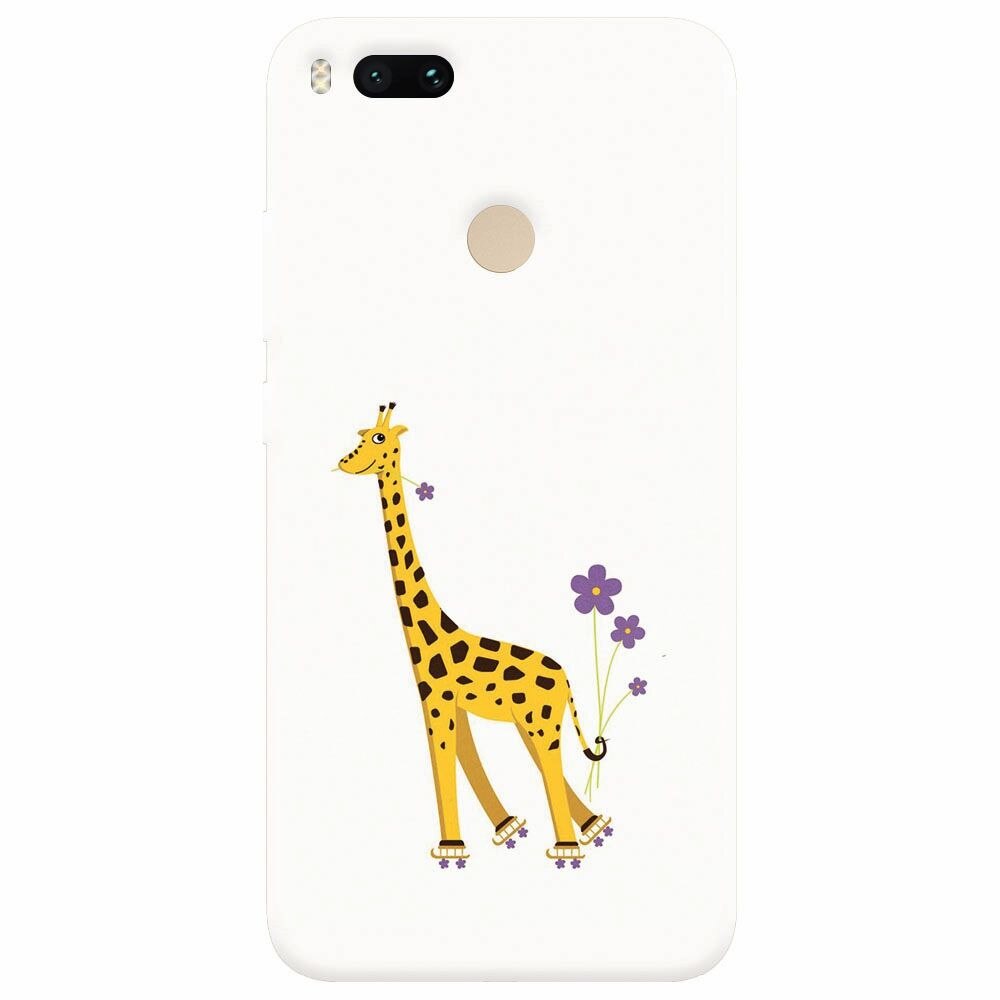 Husa silicon pentru Xiaomi Mi A1, Rollerskating Girafe Illustration