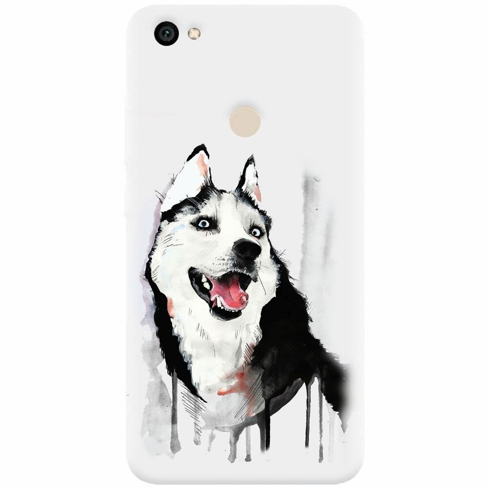 Husa silicon pentru Xiaomi Redmi Note 5A, Husky Dog Watercolor Illustration