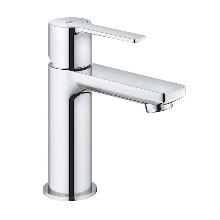 Смесител за мивка Grohe Lineare 23791001, Размер XS, Едноръкохватков, 1/2'', Керамичен патрон, Изпускателен комплект с push-open 1 1/4'', Температурен ограничител, Хром
