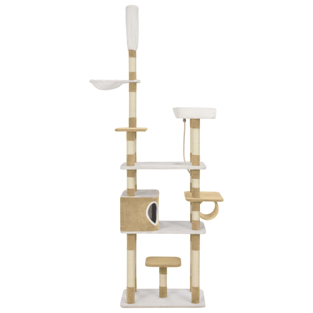 Ansamblu de joaca pentru pisici, vidaXL, Plus/PAL/funie de sisal, 70 x 50 x 235 cm, Gri