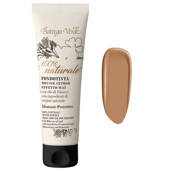 Fond de ten spuma cu efect mat, cu ulei de Hibiscus, bej migdala - 100% natural, 30 ML, Bottega Verde Fond de ten spuma cu efect mat, cu ulei de Hibiscus, bej migdala - 100% natural, 30 ML, Bottega Verde