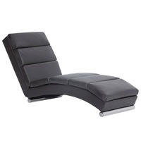 Fotoliu tip sezlong, vidaXL, Piele artificiala, Gri, 155 x 51 x 71 cm