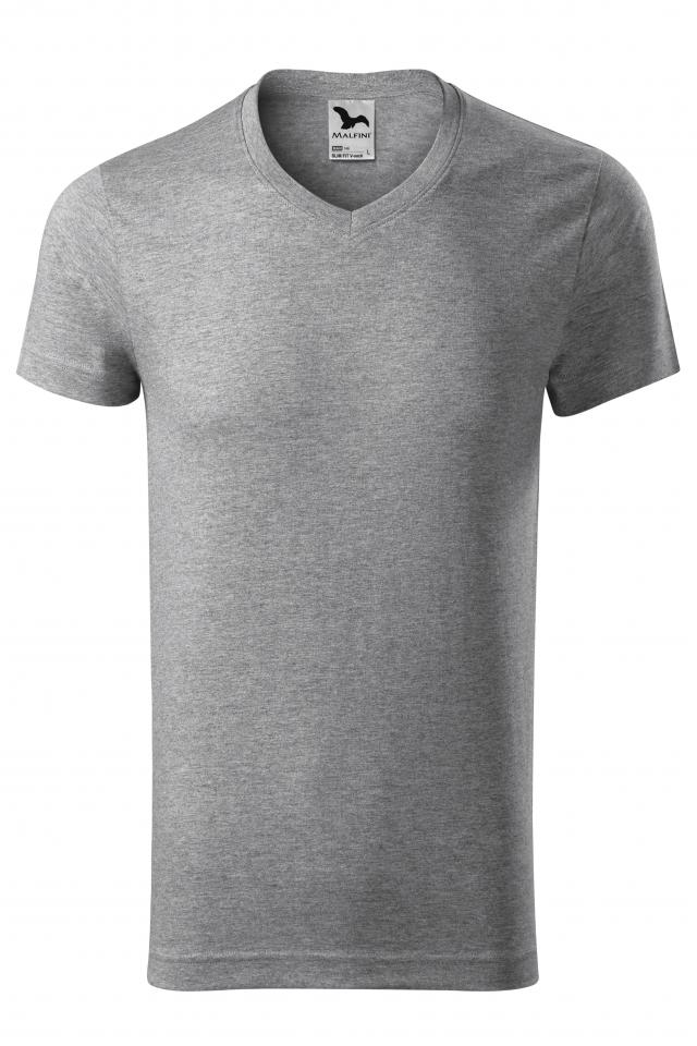 Tricou pentru barbati Slim Fit V-neck, Gri inchis