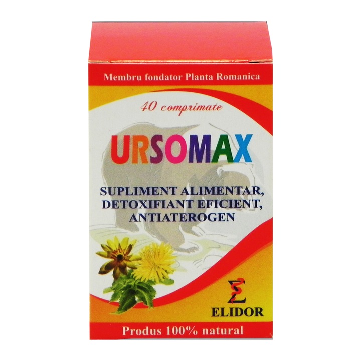 UrsoMax (Detoxifiant, Anti-aterosclerotic, Diuretic, Anti-colesterol, Antihelmintic), 100% natural, 40cp, Laboratoarele Elidor Pontica, Elidor, 40 cpr