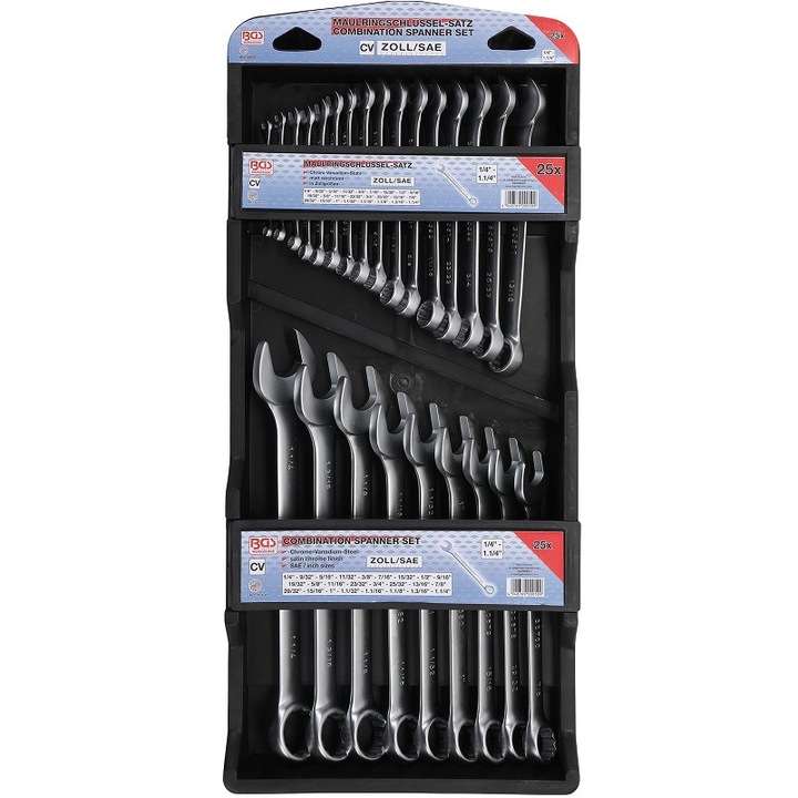 Set de chei combinate fixe inelare in toli, 25 buc