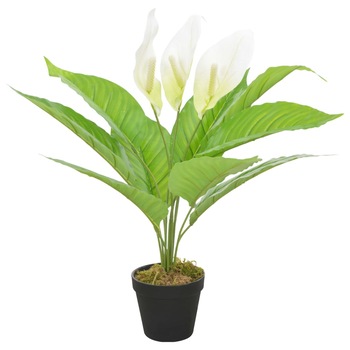 Planta artificiala Anthurium cu ghiveci, vidaXL, Plastic, 55 cm, Alb Planta artificiala Anthurium cu ghiveci, vidaXL, Plastic, 55 cm, Alb