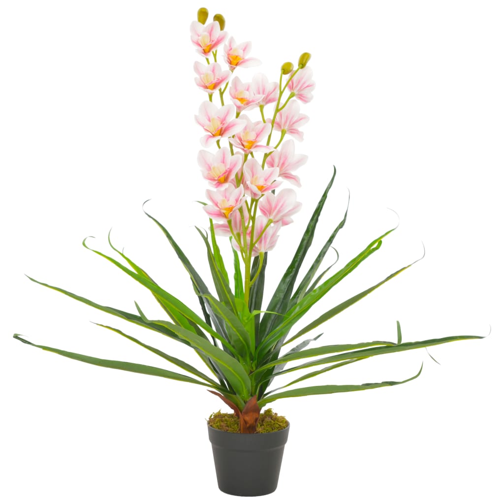 Planta artificiala orhidee cu ghiveci, vidaXL, Plastic, 90 cm, Roz