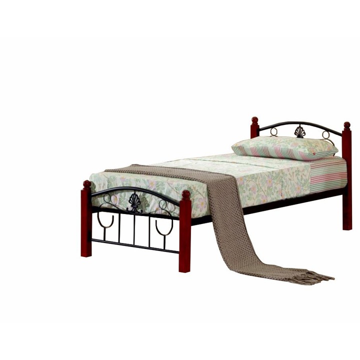 Pat de metal cu suport pentru saltea, 90x200, MobHaus