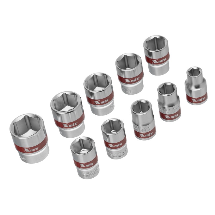 Set capete tubulare, 3/8", 6-pereti, 10 buc, 8-19 mm, MTX