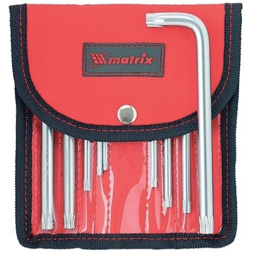 Set chei imbus TORX-TORX Tamper, 9 buc: T10-T50, CrV, scurte, satin, husa, MTX