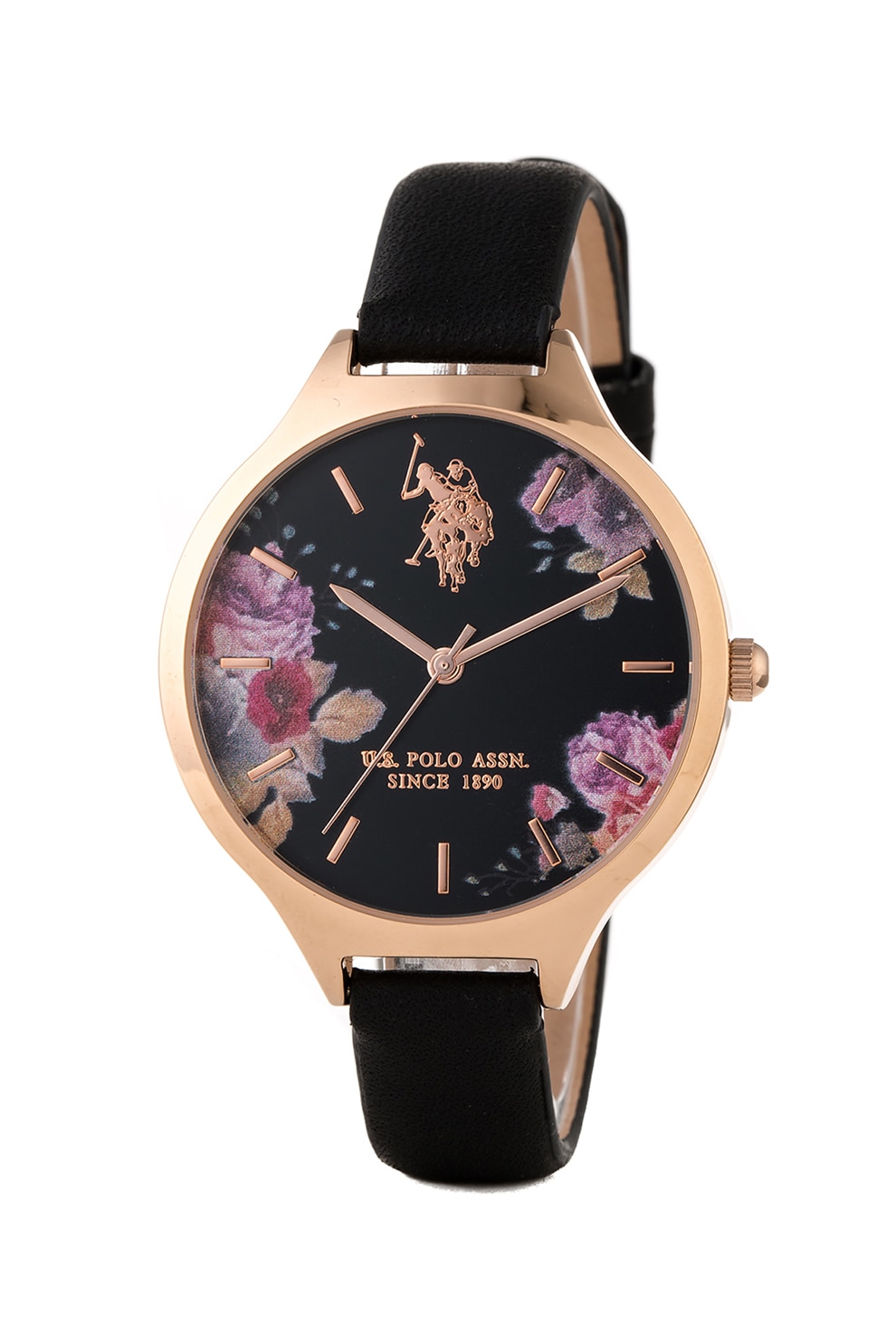 U.S. Polo Assn., Ceas cu o curea de piele, Negru