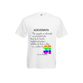 Tricou barbatesc Fruit of the loom aniversar Adeverinta 31 ani alb, 2XL Tricou barbatesc Fruit of the loom aniversar Adeverinta 31 ani alb, 2XL