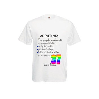 Tricou Fruit of the loom aniversar barbatesc imprimeu Adeverinta 37 ani alb, S Tricou Fruit of the loom aniversar barbatesc imprimeu Adeverinta 37 ani alb, S