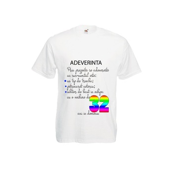 Tricou Fruit of the loom aniversar barbatesc personalizat Adeverinta 32 ani alb, S Tricou Fruit of the loom aniversar barbatesc personalizat Adeverinta 32 ani alb, S