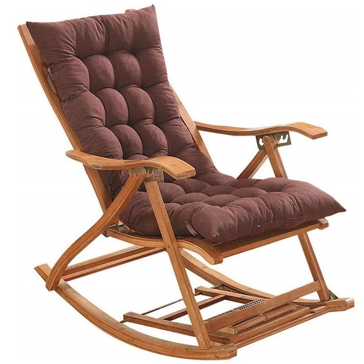 Balansoar de terasa scaun living cu cadru lemn rezistent,122x79x46, perna maro
