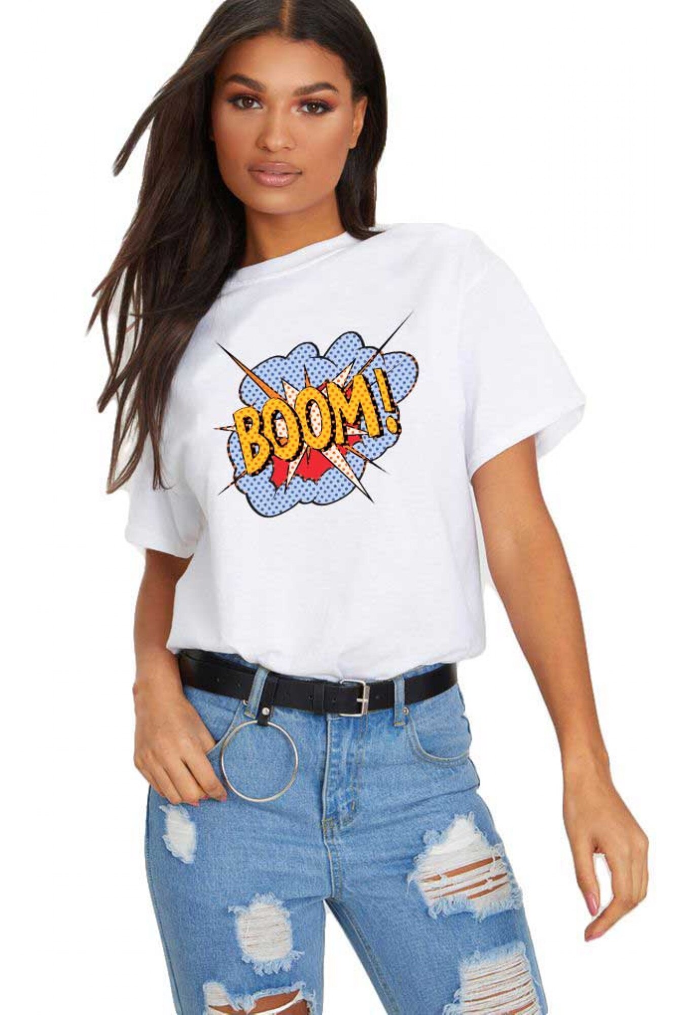 Tricou dama alb - Boom