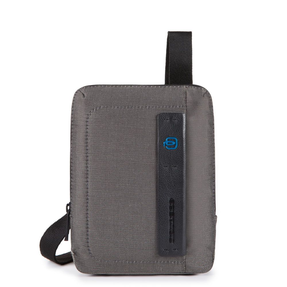 Geanta crossbody Piquadro port iPad mini din tesut si piele naturala CA3084P16/CLASSY gri