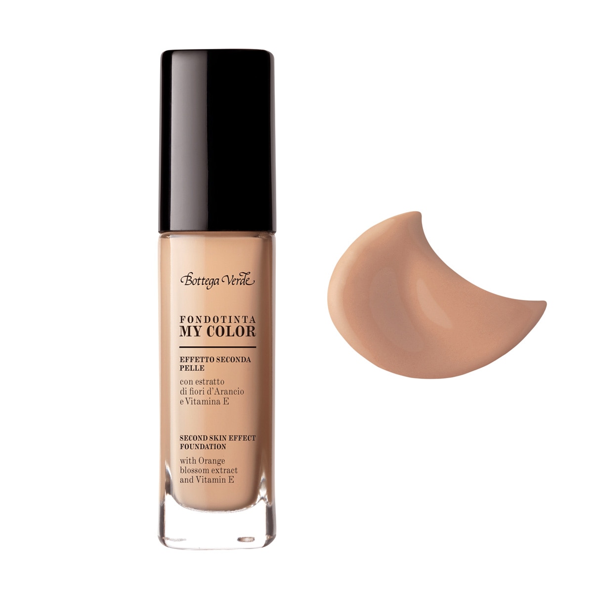 Fond de ten, efect de piele perfecta, cu extract de floare de portocal si vitamina E, galben miere - My color, 30 ML, Bottega Verde