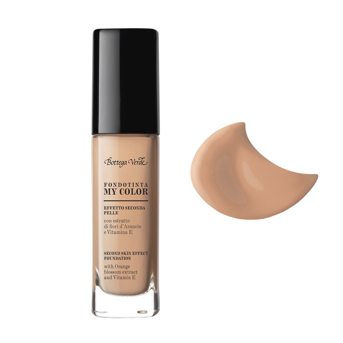 Fond de ten, efect de piele perfecta, cu extract de floare de portocal si vitamina E, piersica - My color, 30 ML, Bottega Verde