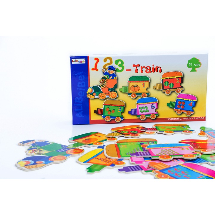 Vonat puzzle fa számokkal, Alibeibei, 29 darab