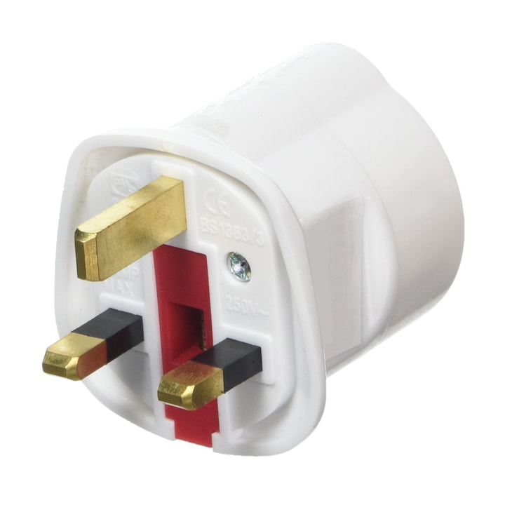 Adaptor priza EU-UK , cu siguranta inclusa , Premium Quality , alb