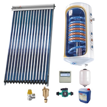 Sistem solar presurizat, panou solar Heat Pipe Sunsystem VTC 15 tuburi, boiler 150 litri cu 2 serpentine Tesy Bilight, pompa de circulatie 25-60, vas de expansiune 18 litri, controller solar, supapa siguranta, aerisitor automat, antigel solar Sistem solar presurizat, panou solar Heat Pipe Sunsystem VTC 15 tuburi, boiler 150 litri cu 2 serpentine Tesy Bilight, pompa de circulatie 25-60, vas de expansiune 18 litri, controller solar, supapa siguranta, aerisitor automat, antigel solar