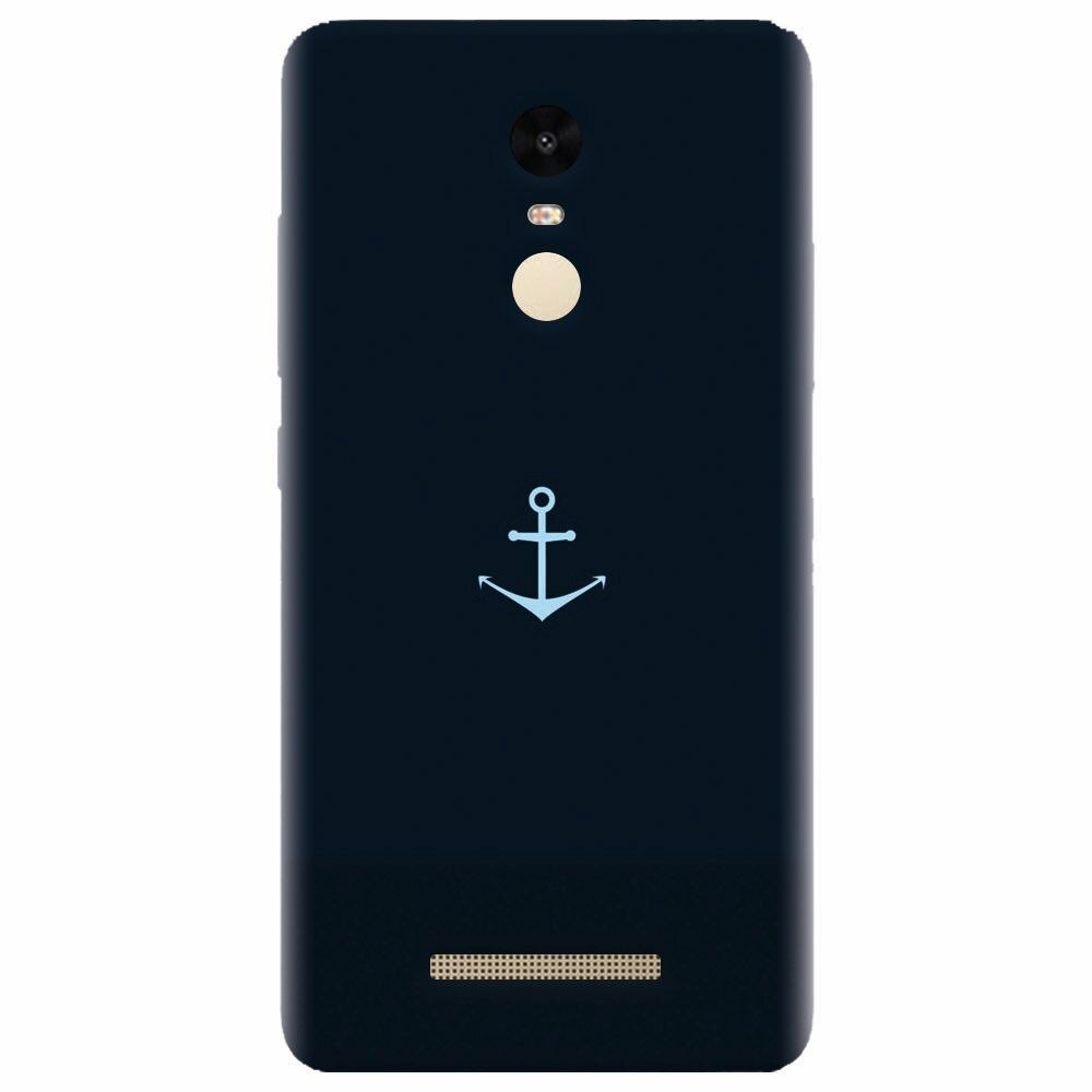 Husa silicon pentru Xiaomi Redmi Note 3, Blue Navy Anchor Illustration Flat
