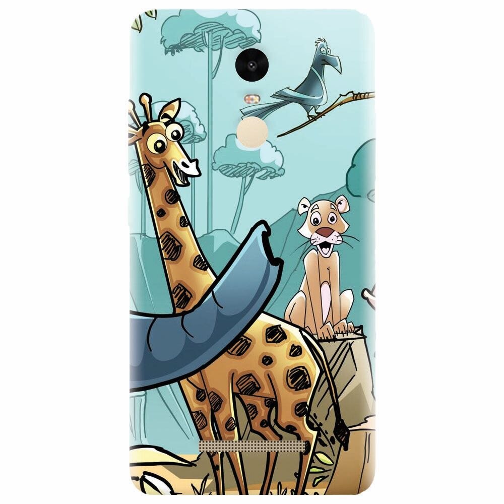 Husa silicon pentru Xiaomi Redmi Note 3, Children Drawings Elephants Giraffes Lions
