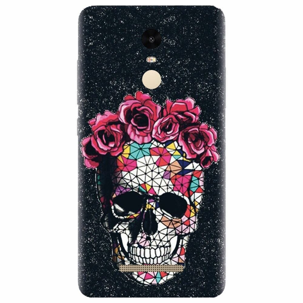 Husa silicon pentru Xiaomi Redmi Note 3, Colorful Skull Roses Space