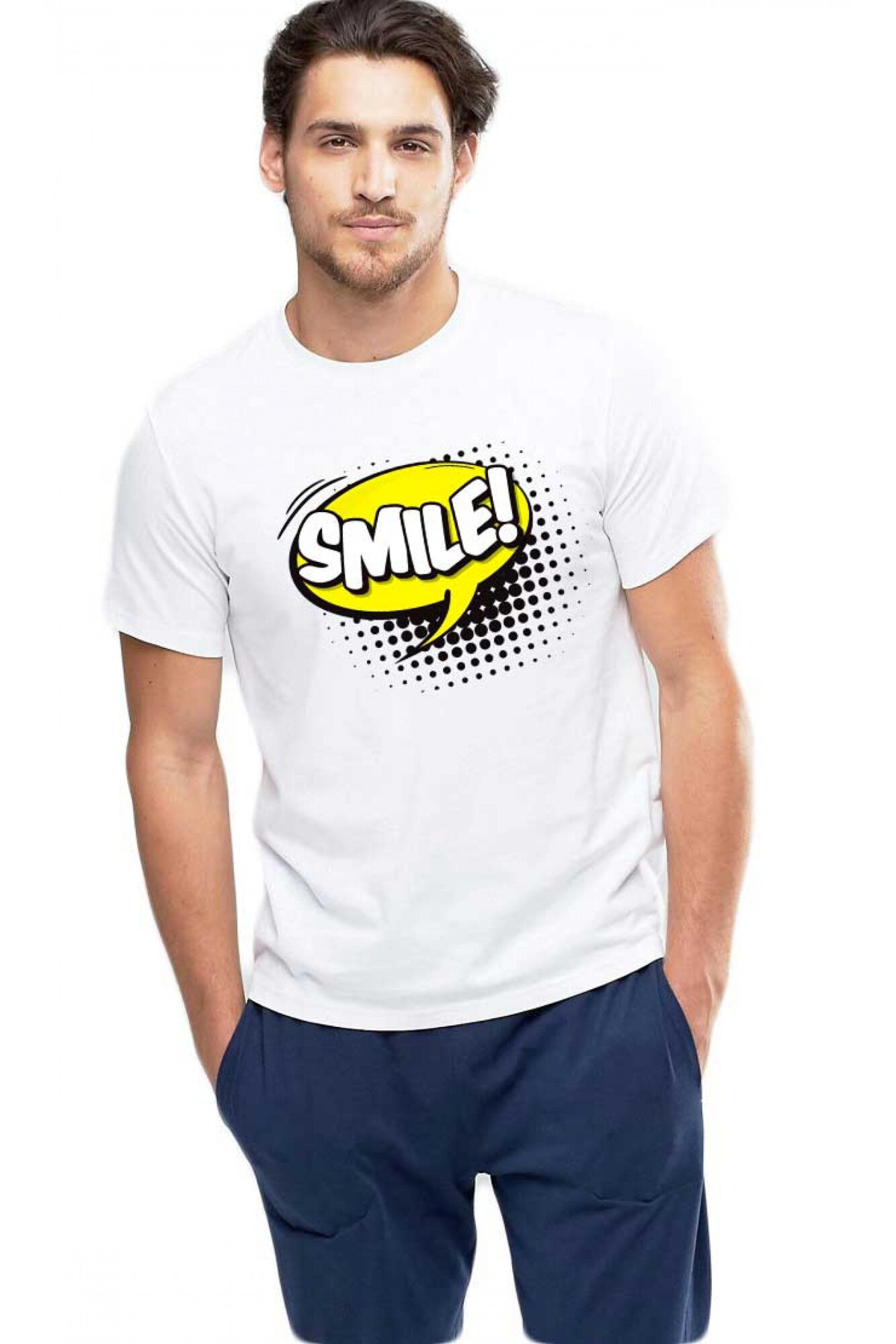 Tricou barbati alb - Smile