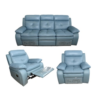 Set Piele Naturala Aniline, Md. 2991, Mobila Domnel, Canapea 3 locuri cu 2 reclinere manuale si 2 fotolii cu recliner manual, Piele naturala suprafata de contact, 3R+1R+1R, Albastru (A-3845) Set Piele Naturala Aniline, Md. 2991, Mobila Domnel, Canapea 3 locuri cu 2 reclinere manuale si 2 fotolii cu recliner manual, Piele naturala suprafata de contact, 3R+1R+1R, Albastru (A-3845)