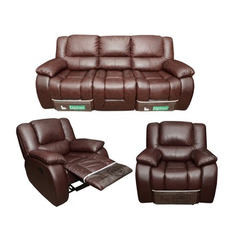 Set Piele Naturala suprafata de contact, Md. 2748, Canapea 3 locuri cu 2 reclinere manuale si 2 fotolii cu recliner manual, Maro (B326) Set Piele Naturala suprafata de contact, Md. 2748, Canapea 3 locuri cu 2 reclinere manuale si 2 fotolii cu recliner manual, Maro (B326)
