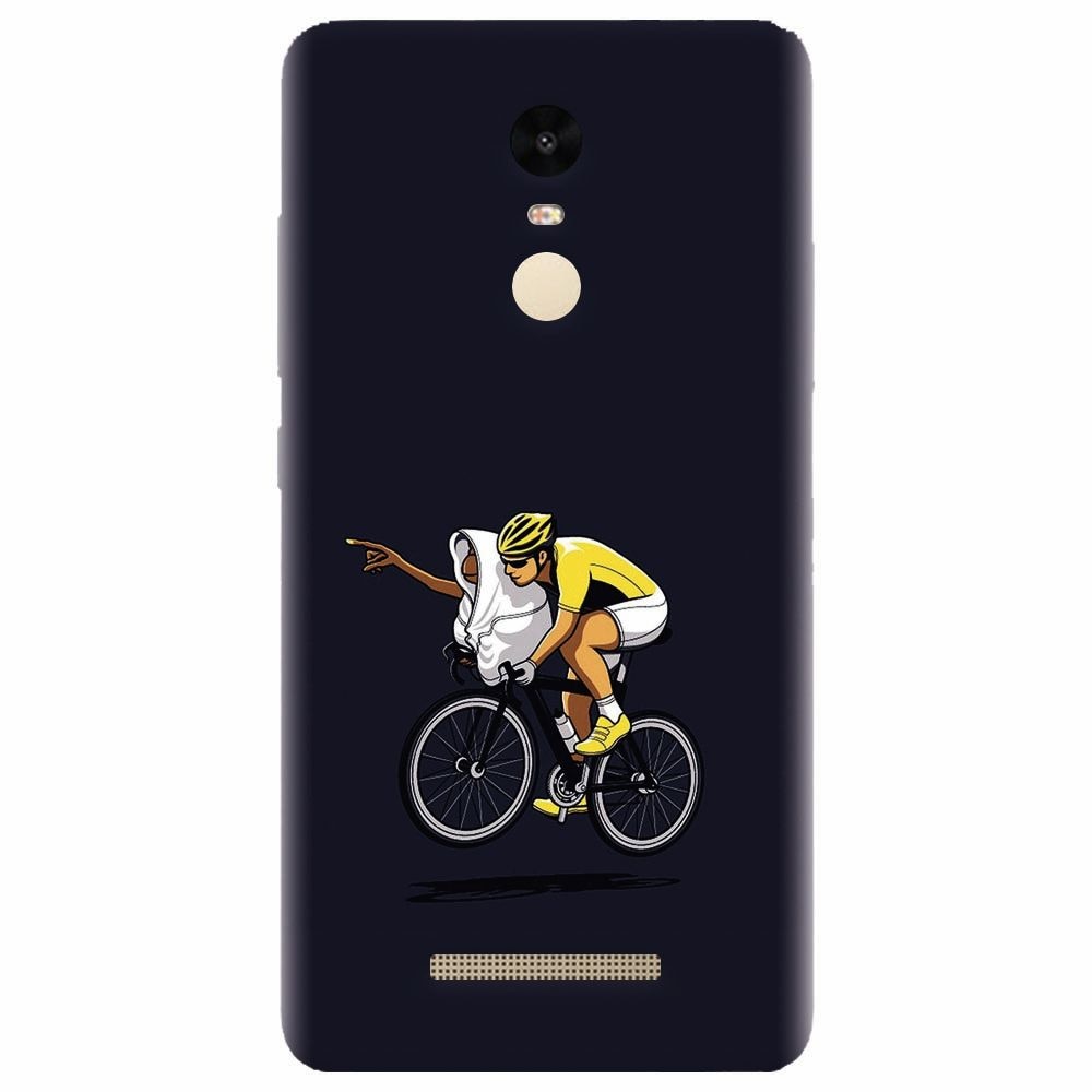 Husa silicon pentru Xiaomi Redmi Note 3, ET Riding Bike Funny Illustration