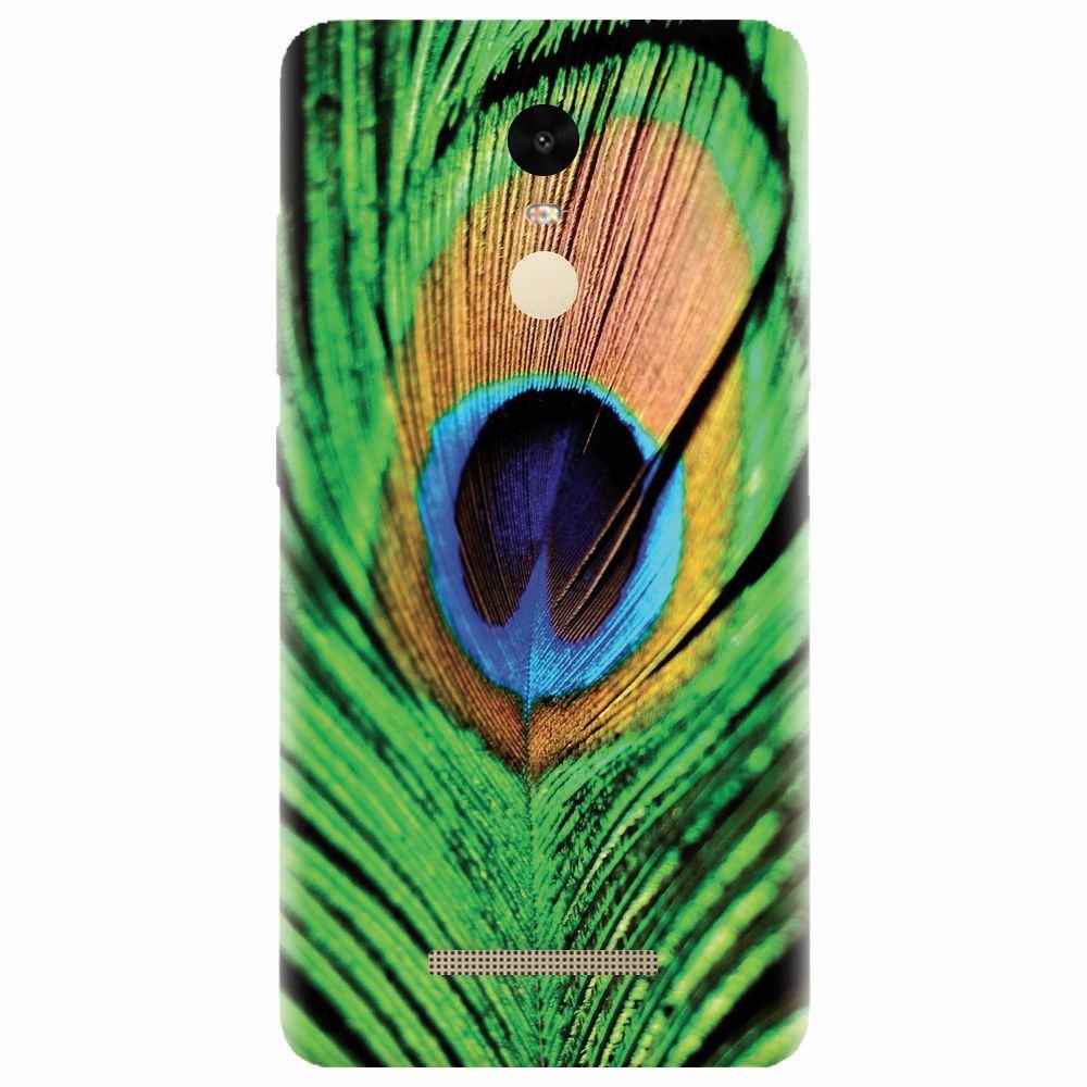 Husa silicon pentru Xiaomi Redmi Note 3, Peacock Feather Green Blue