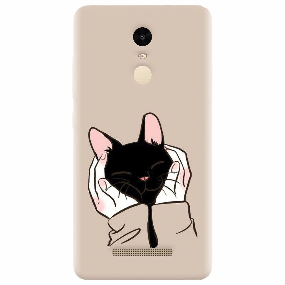 Husa silicon pentru Xiaomi Redmi Note 3, Th Black Cat In Hands