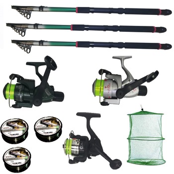 Set pescuit cu 3 lansete eastshark de 2.4m , 3 mulinete, 3 gute Cool Angel si juvelnic Set pescuit cu 3 lansete eastshark de 2.4m , 3 mulinete, 3 gute Cool Angel si juvelnic