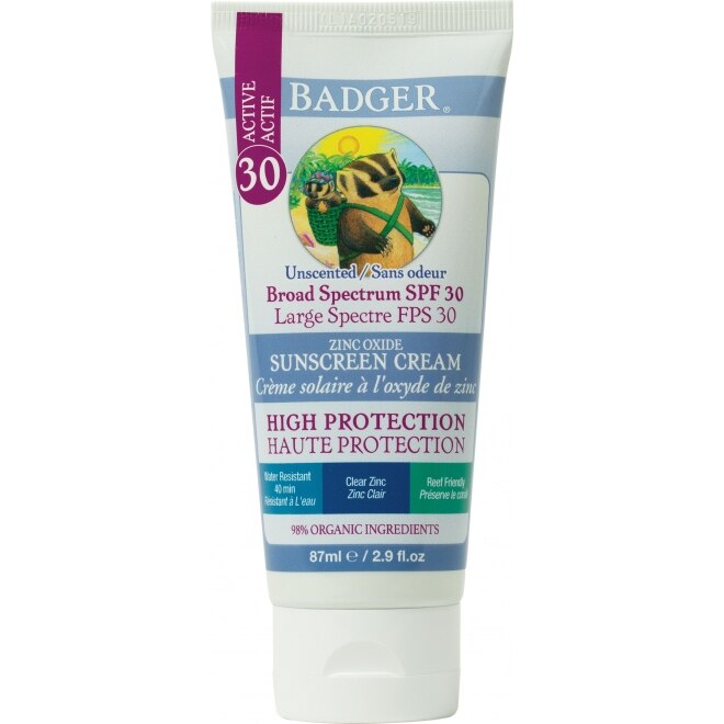 Crema protectie solara spf 30, Badger, fara miros, 87 ml
