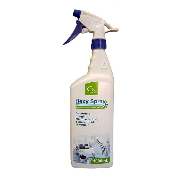 Дезинфектант за повърхности Hexy Spray 60% алкохол, одобрен BIOCID, TP2, TP4, микробактерициден, туберкулоциден, вирулициден, готов за употреба продукт, 1 L, GM2000