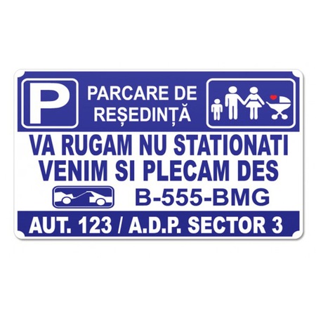 Placuta Loc De Parcare Parcare De Resedinta Etc 300x400 Pvc 1mm Emag Ro