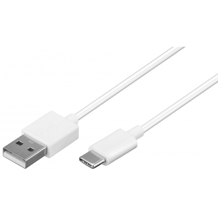 Goobay USB Kábel, USB-C apa, USB 2.0 apa, 1 m, fehér