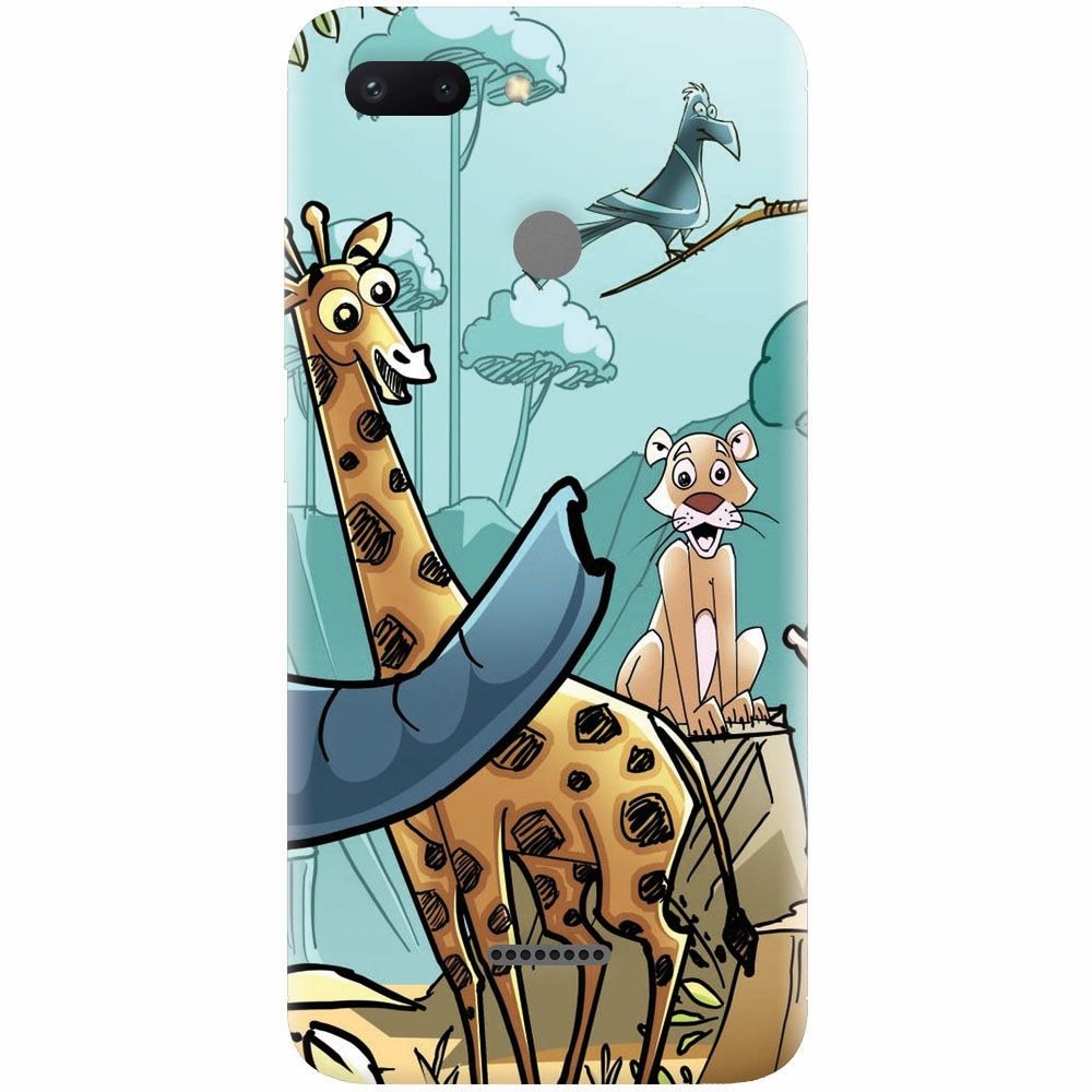 Husa silicon pentru Xiaomi Redmi 6, Children Drawings Elephants Giraffes Lions