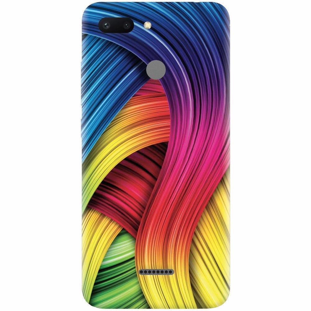 Husa silicon pentru Xiaomi Redmi 6, Curly Colorful Rainbow Lines Illustration