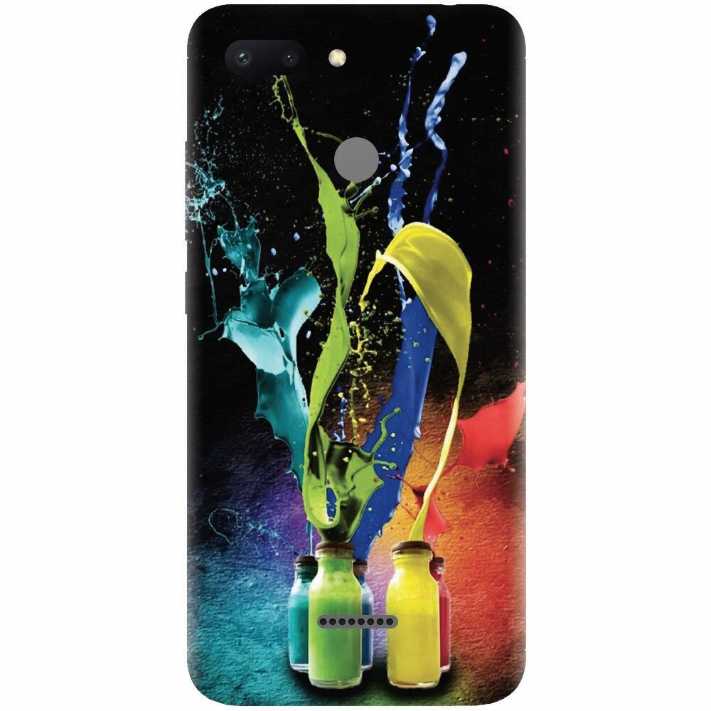 Husa silicon pentru Xiaomi Redmi 6, Abstract Color Bottles Splash
