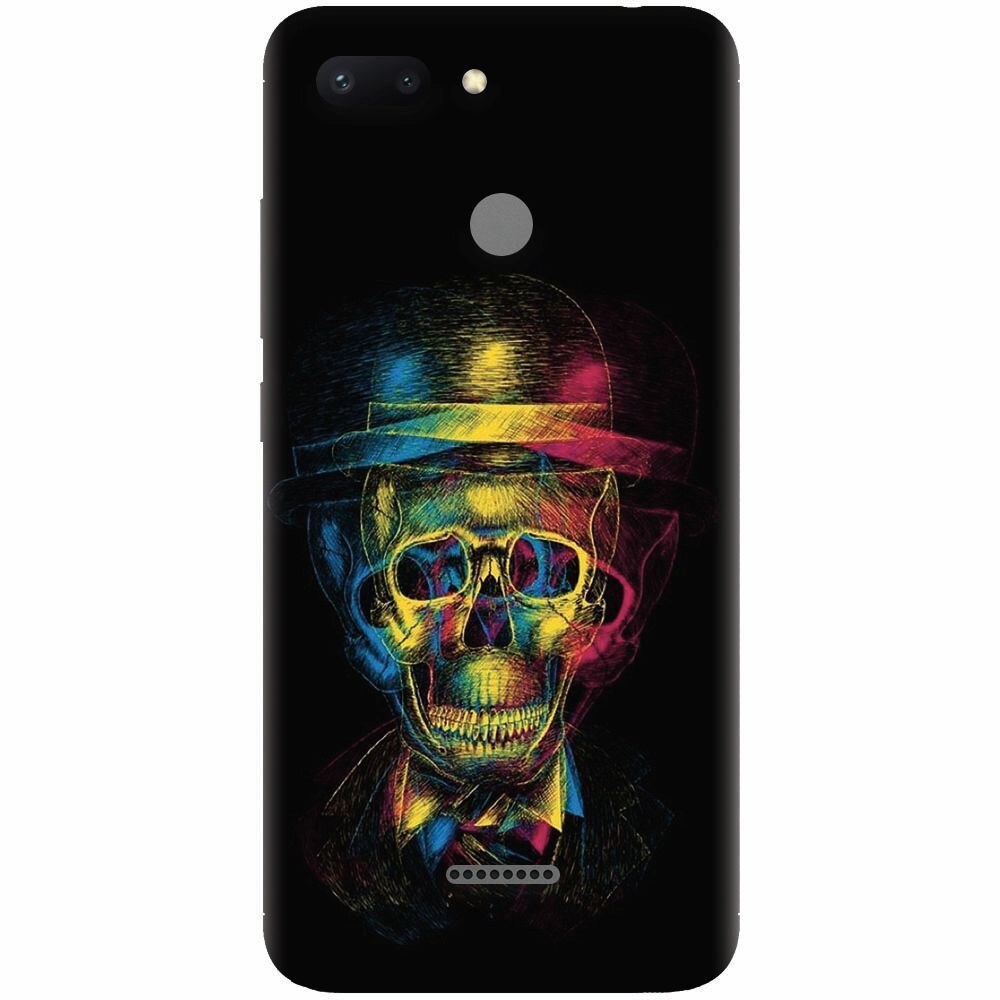 Husa silicon pentru Xiaomi Redmi 6, Colorfull skull 3d