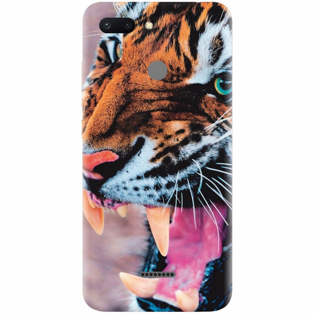 Husa silicon pentru Xiaomi Redmi 6, Angry Tiger Teeth Fresh