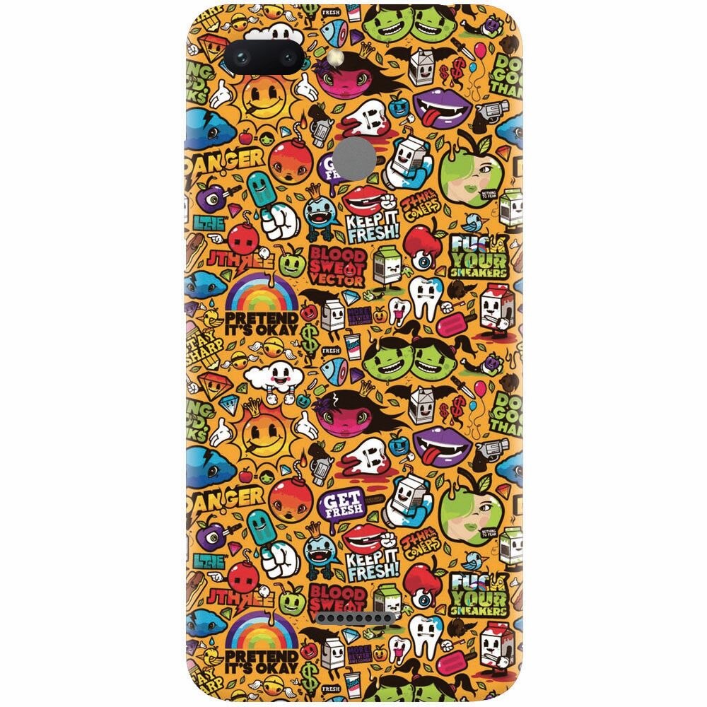 Husa silicon pentru Xiaomi Redmi 6, Colorful Sticker Illustrations