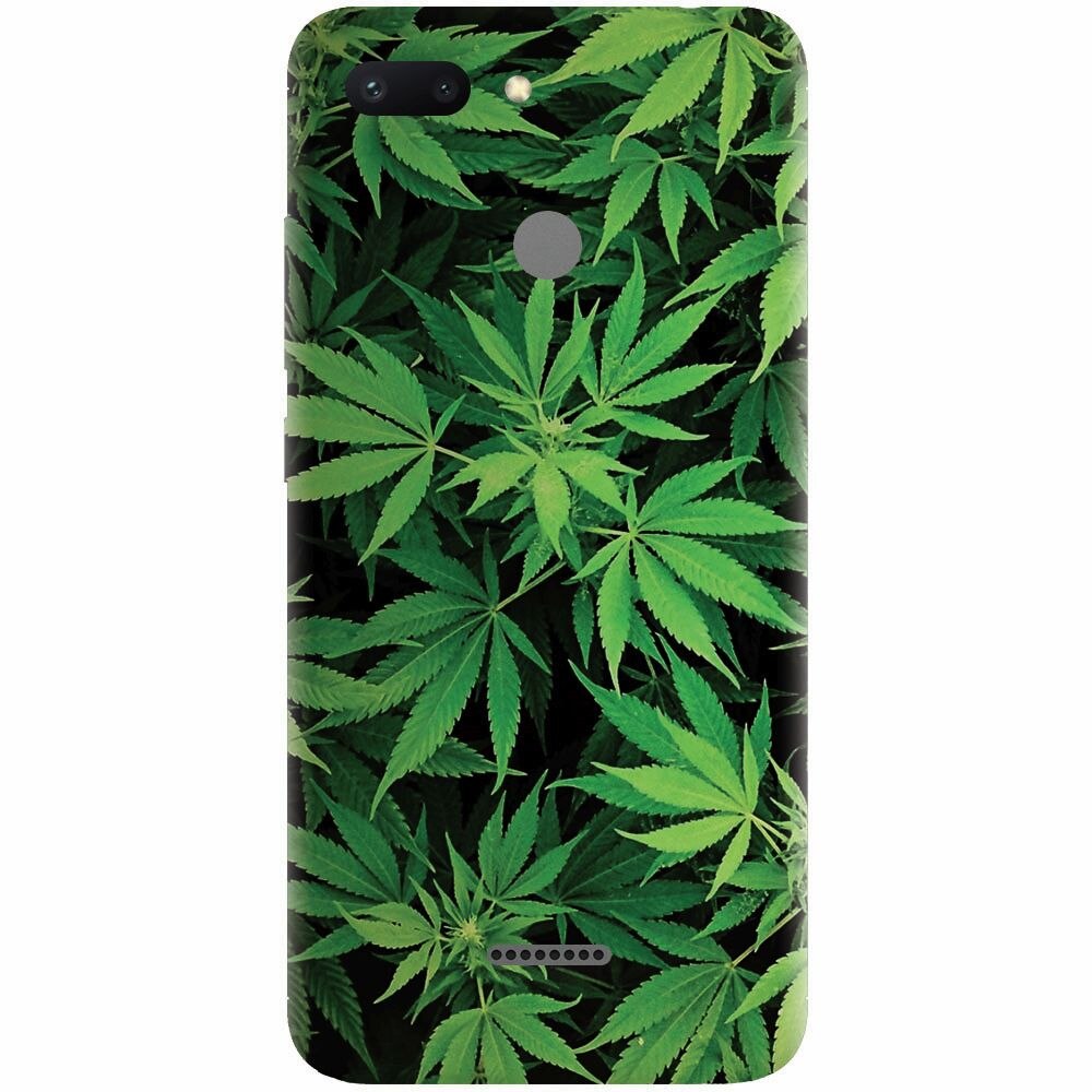Husa silicon pentru Xiaomi Redmi 6, Green Leaf Pattern