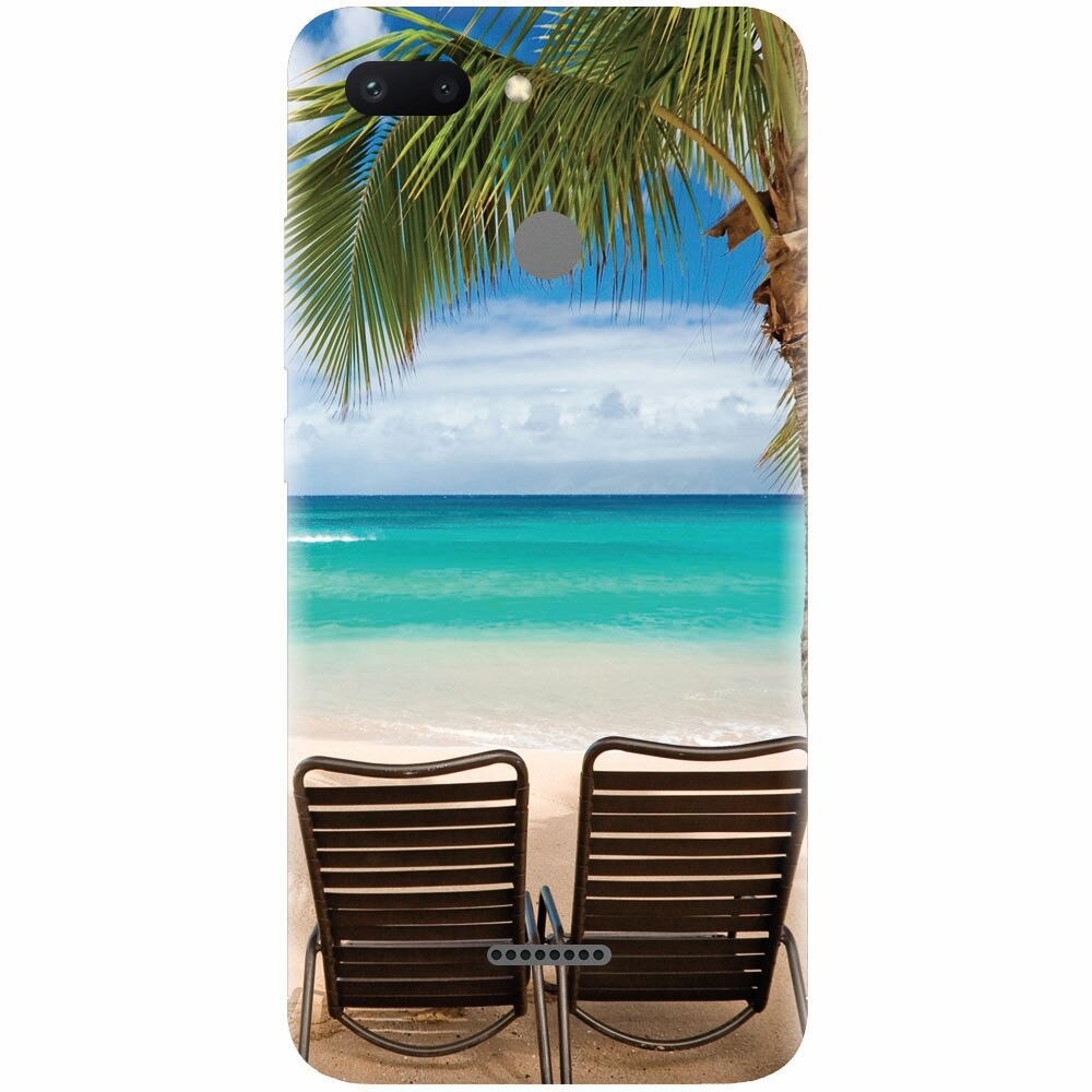 Husa silicon pentru Xiaomi Redmi 6, Beach Chairs Palm Tree Seaside